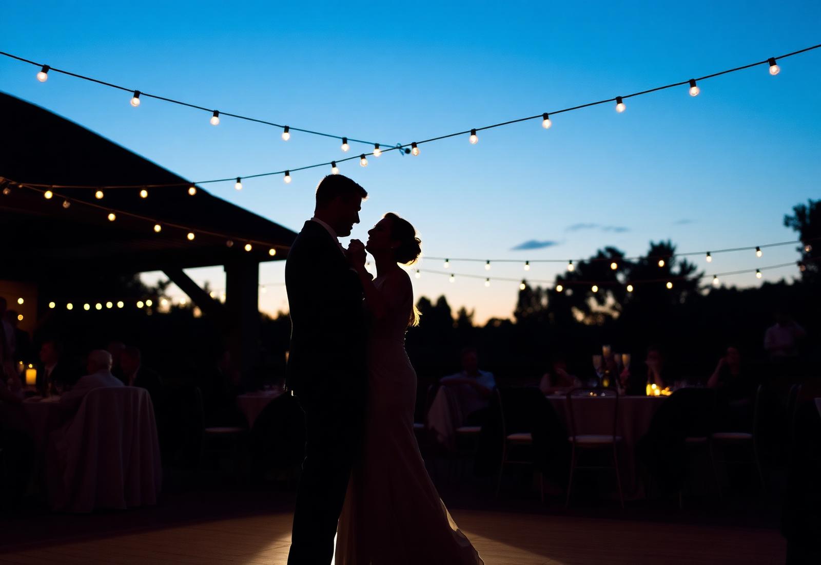 First dance under string lights